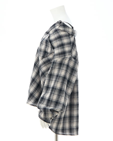 INGNI（イング） 2Wayオフショルチェック柄シャツ ﾌﾞﾙｰ/ﾁｪｯｸ