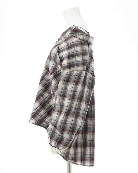 INGNI（イング） 2Wayオフショルチェック柄シャツ ﾌﾞﾗｳﾝ/ﾁｪｯｸ