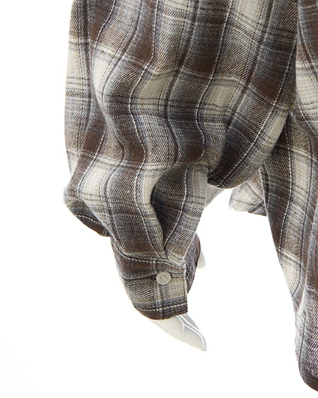 INGNI（イング） 2Wayオフショルチェック柄シャツ ﾌﾞﾗｳﾝ/ﾁｪｯｸ