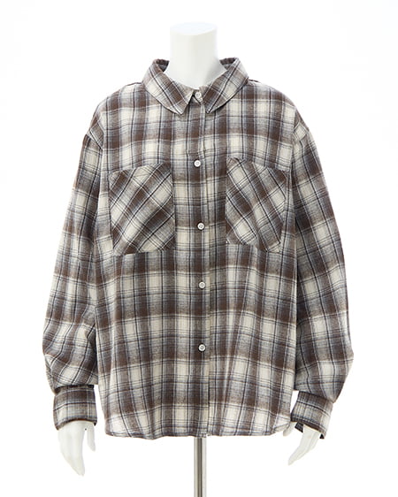 INGNI（イング） 2Wayオフショルチェック柄シャツ ﾌﾞﾗｳﾝ/ﾁｪｯｸ