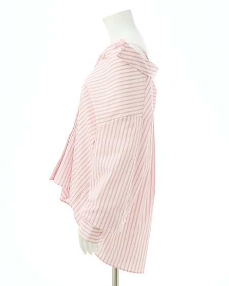 INGNI（イング） 2Wayオフショルストライプ柄シャツ ﾋﾟﾝｸ/ｽﾄﾗｲﾌﾟ