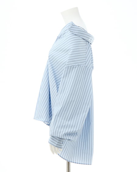 INGNI（イング） 2Wayオフショルストライプ柄シャツ ﾌﾞﾙｰ/ｽﾄﾗｲﾌﾟ