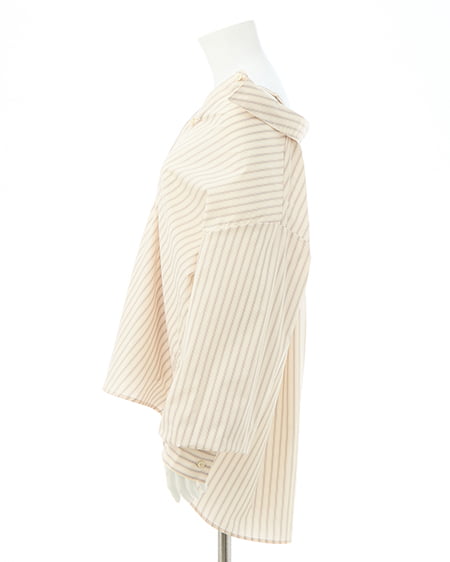 INGNI（イング） 2Wayオフショルストライプ柄シャツ ﾍﾞｰｼﾞｭ/ｽﾄﾗｲﾌﾟ