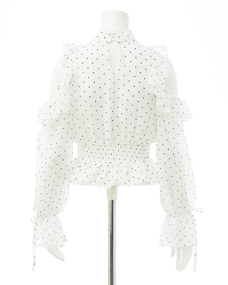 INGNI（イング） 2Wayリボンアソート柄肩あきフリルブラウス ｵﾌ/ﾄﾞｯﾄ