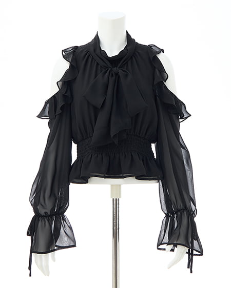 INGNI（イング） 2Wayリボン肩あきフリルブラウス ｸﾛ