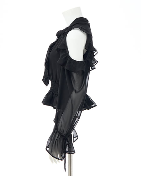 INGNI（イング） 2Wayリボン肩あきフリルブラウス ｸﾛ