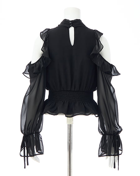 INGNI（イング） 2Wayリボン肩あきフリルブラウス ｸﾛ