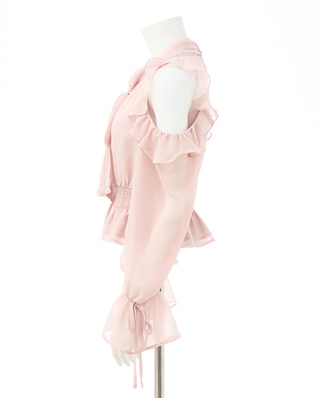 INGNI（イング） 2Wayリボン肩あきフリルブラウス ﾋﾟﾝｸﾍﾞｰｼﾞｭ