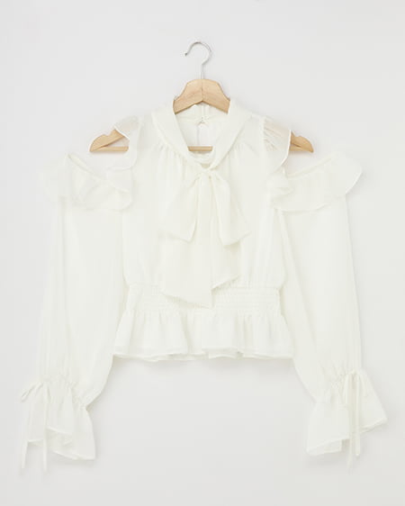 INGNI(イング) 2Wayリボン肩あきフリルブラウス ｵﾌﾎﾜｲﾄ