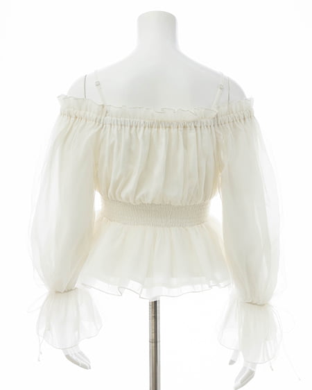 INGNI（イング） チュールオフショルブラウス ｵﾌﾎﾜｲﾄ