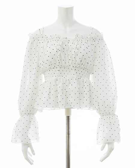 INGNI(イング) チュールオフショルブラウス オフ/ドット