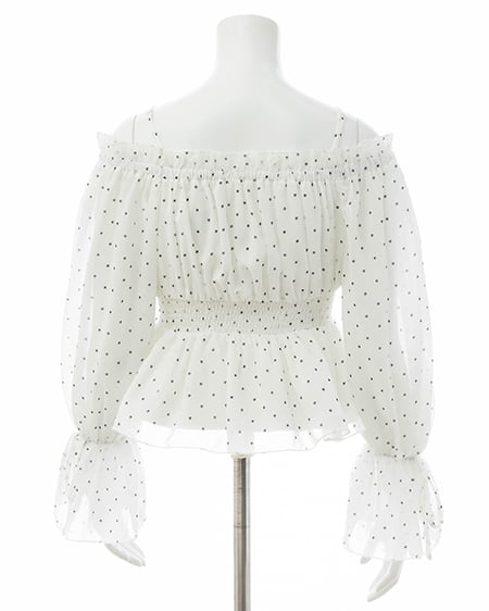 INGNI(イング) チュールオフショルブラウス オフ/ドット
