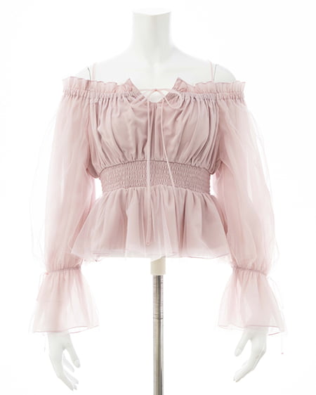 INGNI（イング） チュールオフショルブラウス ﾋﾟﾝｸ