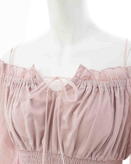 INGNI（イング） チュールオフショルブラウス ﾋﾟﾝｸ