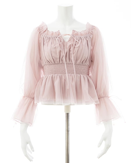 INGNI（イング） チュールオフショルブラウス ﾋﾟﾝｸ