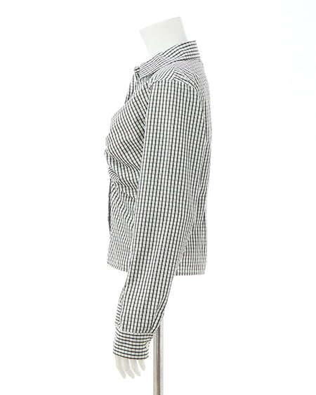 INGNI（イング） チェック柄ギャザークロップドシャツ ｱｲﾎﾞﾘｰ/ﾁｪｯｸ