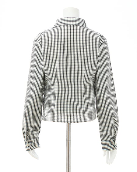 INGNI（イング） チェック柄ギャザークロップドシャツ ｱｲﾎﾞﾘｰ/ﾁｪｯｸ