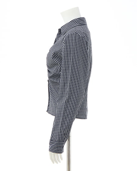 INGNI（イング） チェック柄ギャザークロップドシャツ ｺﾝ/ﾁｪｯｸ