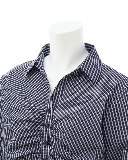 INGNI（イング） チェック柄ギャザークロップドシャツ ｺﾝ/ﾁｪｯｸ