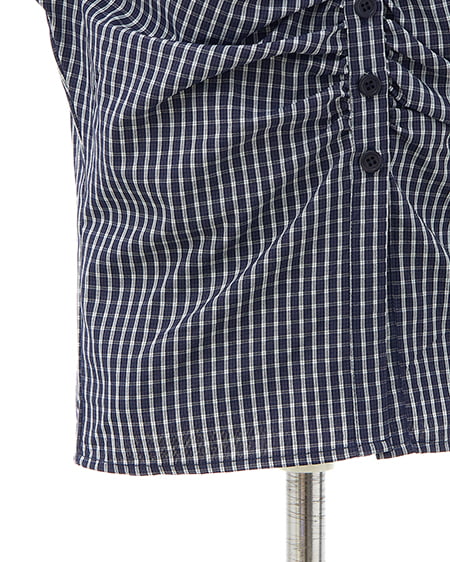 INGNI（イング） チェック柄ギャザークロップドシャツ ｺﾝ/ﾁｪｯｸ