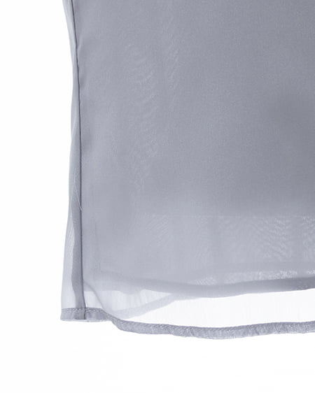 INGNI(イング) 装飾ボタンフリルシアーブラウス ブルーグレー