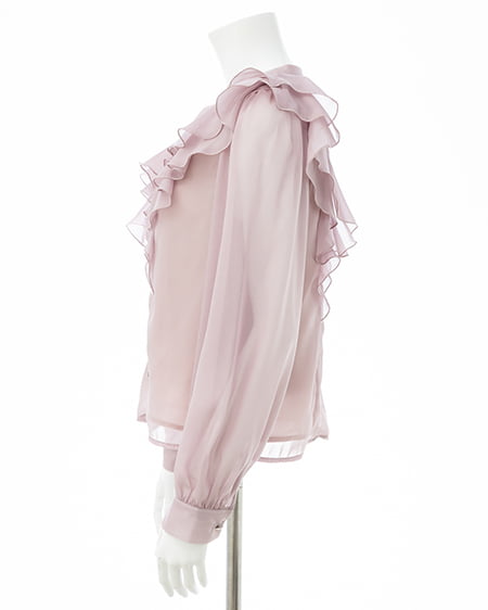 INGNI（イング） 装飾ボタンフリルシアーブラウス ﾋﾟﾝｸ