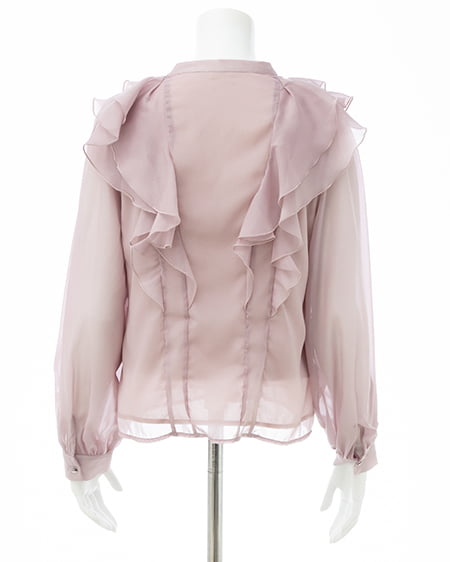 INGNI（イング） 装飾ボタンフリルシアーブラウス ﾋﾟﾝｸ