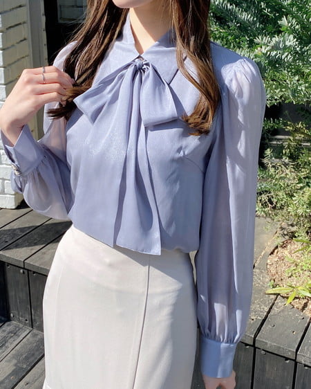 シアーボウタイブラウス