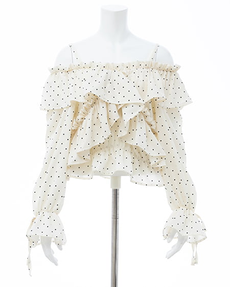 INGNI(イング) クロスフリルオフショルブラウス オフ/ドット