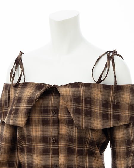 INGNI（イング） オフショルチェックブラウス ﾌﾞﾗｳﾝ/ﾁｪｯｸ