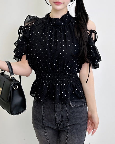 アソート2Wayリボン肩あきフリルブラウス