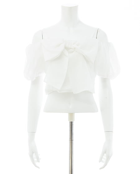 INGNI（イング） ビッグリボンシアーオフショルブラウス ｵﾌﾎﾜｲﾄ
