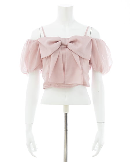 INGNI（イング） ビッグリボンシアーオフショルブラウス ﾋﾟﾝｸ