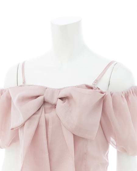 INGNI（イング） ビッグリボンシアーオフショルブラウス ﾋﾟﾝｸ