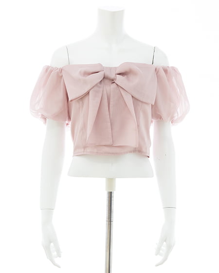 INGNI（イング） ビッグリボンシアーオフショルブラウス ﾋﾟﾝｸ