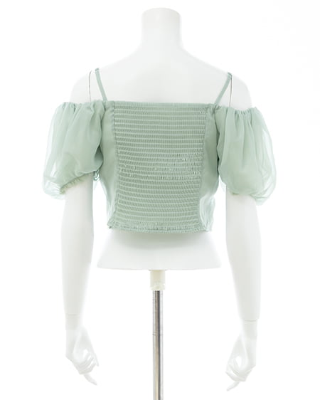 INGNI（イング） ビッグリボンシアーオフショルブラウス ﾐﾝﾄｸﾞﾘｰﾝ