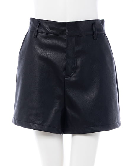 INGNI（イング） フェイクレザーショートパンツ／A ｸﾛ