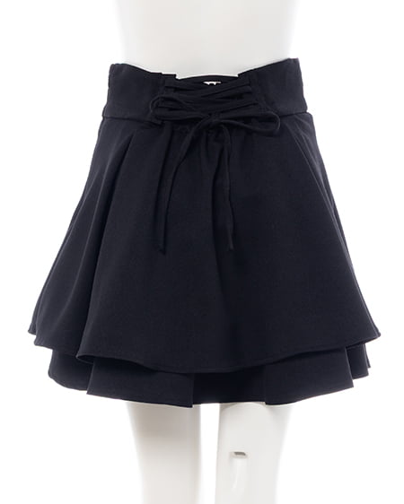 INGNI(イング) バックレースアップタックフレアスカート クロ