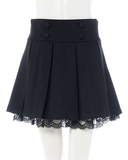 INGNI(イング) レースレイヤープリーツスカパン クロ