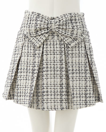 INGNI（イング） フロントリボンツイードプリーツスカパン ｵﾌ/ﾂｲｰﾄﾞ