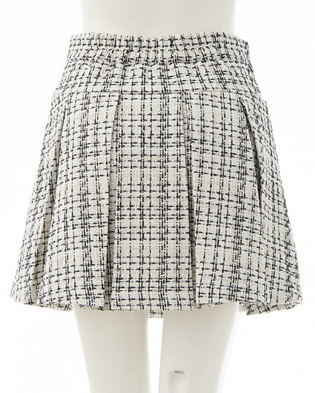 INGNI（イング） フロントリボンツイードプリーツスカパン ｵﾌ/ﾂｲｰﾄﾞ