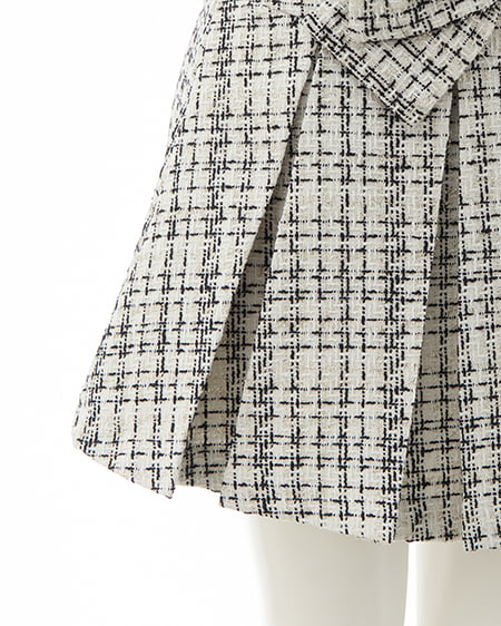 INGNI（イング） フロントリボンツイードプリーツスカパン ｵﾌ/ﾂｲｰﾄﾞ