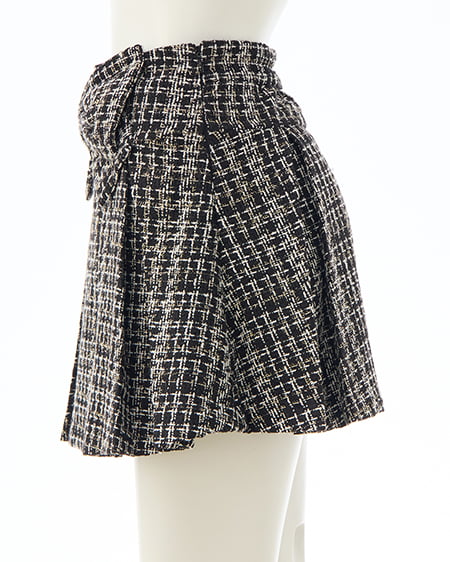 INGNI（イング） フロントリボンツイードプリーツスカパン ｸﾛ/ﾂｲｰﾄﾞ