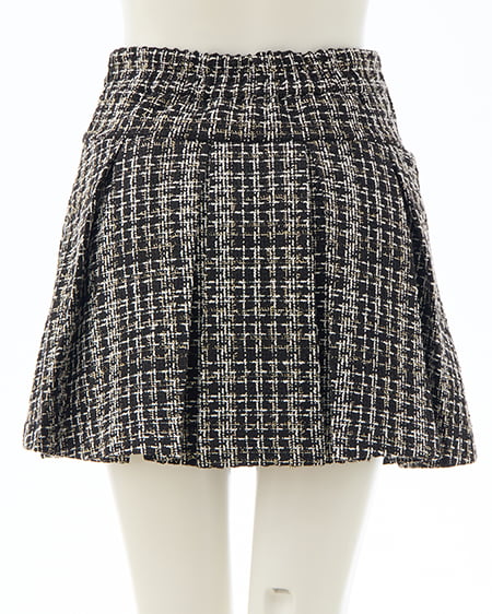 INGNI（イング） フロントリボンツイードプリーツスカパン ｸﾛ/ﾂｲｰﾄﾞ