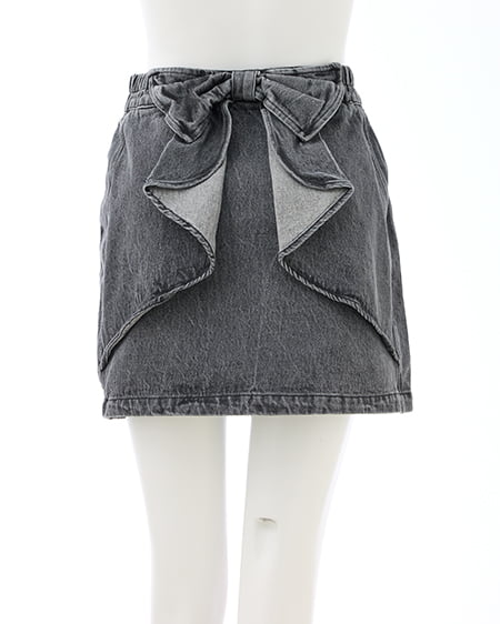 INGNI（イング） バックリボンデニムタイトスカート ｸﾞﾚｰ