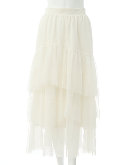 INGNI（イング） ランダムチュールティアードスカート ｵﾌﾎﾜｲﾄ