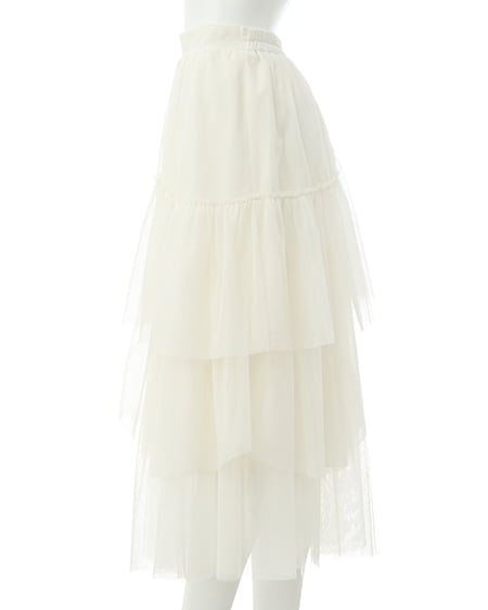 INGNI（イング） ランダムチュールティアードスカート ｵﾌﾎﾜｲﾄ
