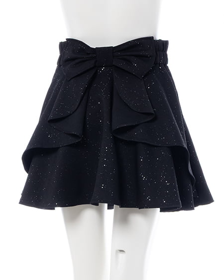 INGNI（イング） バックリボンラメフレアスカパン ｸﾛ