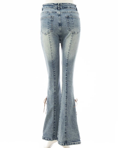 INGNI(イング) レースアップフレアデニムパンツ デニム/ブルー