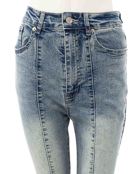 INGNI(イング) レースアップフレアデニムパンツ デニム/ブルー